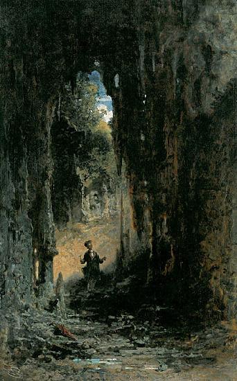 Carl Spitzweg Der Mineraloge in der Grotte oil painting image